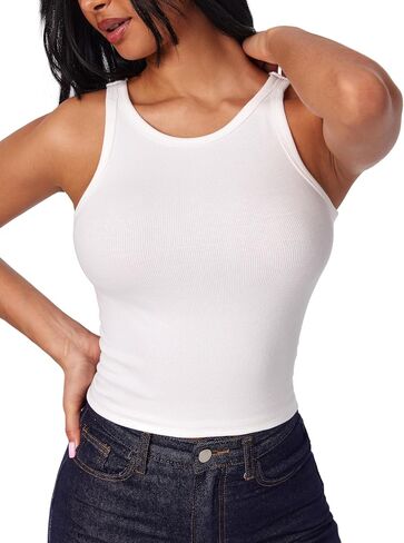 CIDER Womens Cotton Tank Tops Sleeveless Ribbed Basic Shirt Summer Crew Neck Racerback Shirts in Saudi Arabia