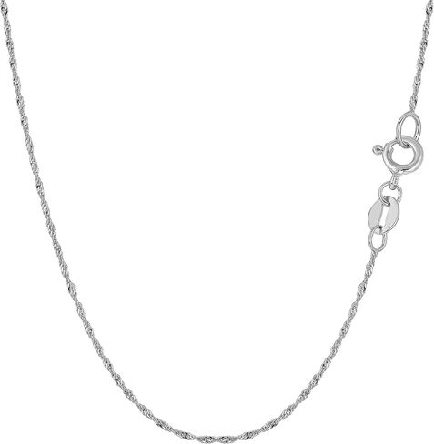 Jewelry Affairs 14k White Gold Singapore Chain Necklace, 1.0mm in Saudi Arabia
