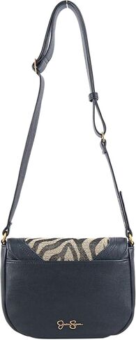 Jessica Simpson Walton Saddle Crossbody Bag, Stylish Purse with Adjustable Strap & Pockets, Zebra/Meteorite in Saudi Arabia