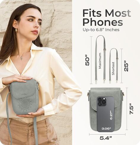 حقيبة Claasico Crossbody للنساء ، محفظة الهاتف RFID ، فتحات البطاقة الجيب مع حزام ، حامل الهاتف PU Crossbody محفظة in Kuwait