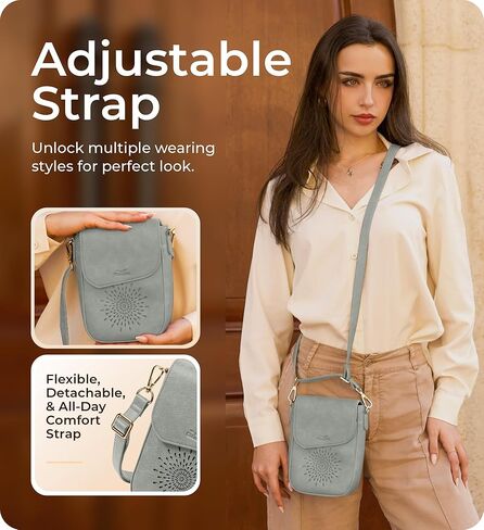 حقيبة Claasico Crossbody للنساء ، محفظة الهاتف RFID ، فتحات البطاقة الجيب مع حزام ، حامل الهاتف PU Crossbody محفظة in Kuwait