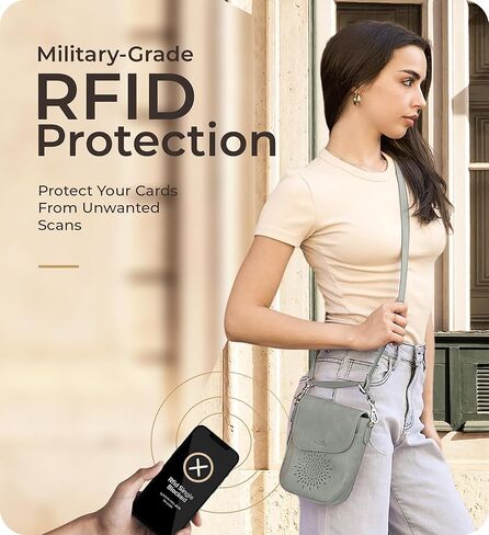 حقيبة Claasico Crossbody للنساء ، محفظة الهاتف RFID ، فتحات البطاقة الجيب مع حزام ، حامل الهاتف PU Crossbody محفظة in Kuwait