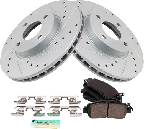 TRQ Front Brake Pad & Rotor Kit Premium G-Coated Ceramic Compatible with 2018-2022 Nissan Kicks 2020-2022 Versa in Saudi Arabia