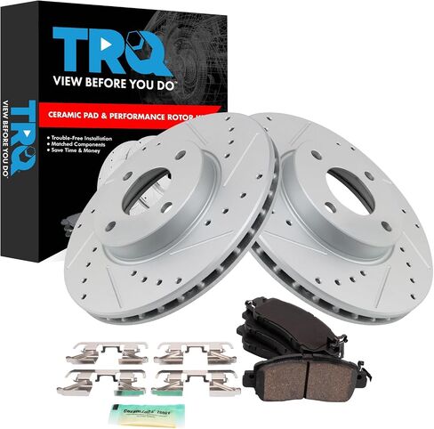 TRQ Front Brake Pad & Rotor Kit Premium G-Coated Ceramic Compatible with 2018-2022 Nissan Kicks 2020-2022 Versa in Saudi Arabia