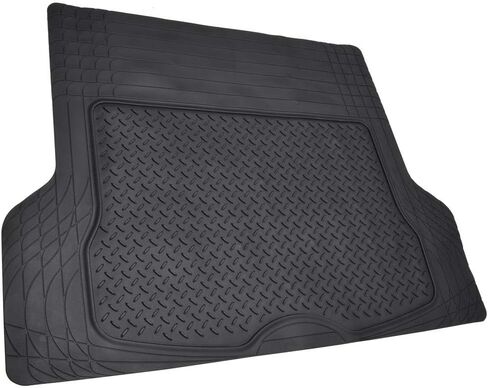 BDK 4-Piece Full Combo Rubber Floor Mats (Front, Rear, & Cargo), Heavy Duty Universal Fit for Cars SUVs Trucks Vans, All Weather Protection Anti-Slip Nibs Deep Grooves, Flexible Contours - Black in Saudi Arabia