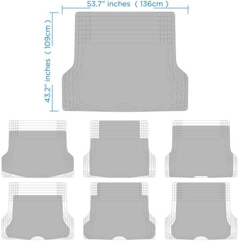 BDK 4-Piece Full Combo Rubber Floor Mats (Front, Rear, & Cargo), Heavy Duty Universal Fit for Cars SUVs Trucks Vans, All Weather Protection Anti-Slip Nibs Deep Grooves, Flexible Contours - Black in Saudi Arabia