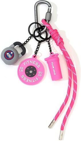 Fitness Keychain for Women Men Gym Dumbbell Barbell Kettlebell Keychain Bag Charms for Handbags Gifts for Gym Lovers in Kuwait