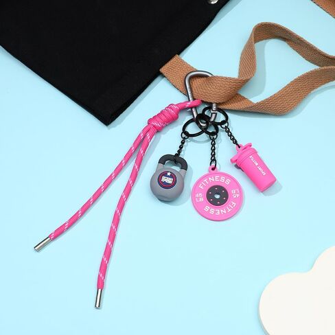 Fitness Keychain for Women Men Gym Dumbbell Barbell Kettlebell Keychain Bag Charms for Handbags Gifts for Gym Lovers in Kuwait