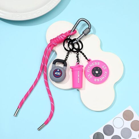 Fitness Keychain for Women Men Gym Dumbbell Barbell Kettlebell Keychain Bag Charms for Handbags Gifts for Gym Lovers in Kuwait
