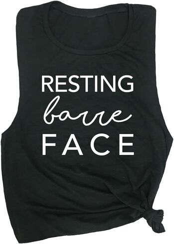 الراحة Barre Face Women Women's Muscle Muscle Tee - Alcyveless Active Wear ، Barre Top ، Yoga Gym Top ، Top To TOP مريح تمرينات تمرين in Kuwait