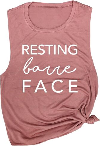 الراحة Barre Face Women Women's Muscle Muscle Tee - Alcyveless Active Wear ، Barre Top ، Yoga Gym Top ، Top To TOP مريح تمرينات تمرين in Kuwait