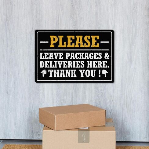 Putuo Decor Delivery Signs For Packages Please Place Packages In Box Tin Signs Package Delivery Boxes Please Leave Packages Here Signs For Outside Deliveries Decor 8x12 In in Saudi Arabia