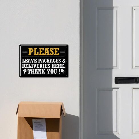 Putuo Decor Delivery Signs For Packages Please Place Packages In Box Tin Signs Package Delivery Boxes Please Leave Packages Here Signs For Outside Deliveries Decor 8x12 In in Saudi Arabia