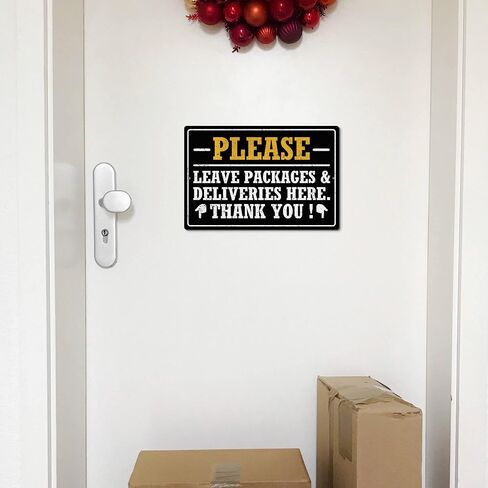 Putuo Decor Delivery Signs For Packages Please Place Packages In Box Tin Signs Package Delivery Boxes Please Leave Packages Here Signs For Outside Deliveries Decor 8x12 In in Saudi Arabia