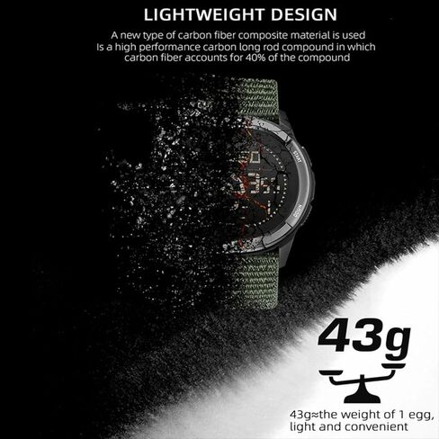 Tactical Watch for Man Military Watches for Men Lightweight Carbon Fiber Digital Sports Watch for Man with Compass, Pedometer, Metronome, Waterproof 164FT in Saudi Arabia