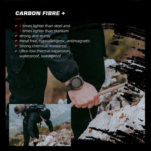 Tactical Watch for Man Military Watches for Men Lightweight Carbon Fiber Digital Sports Watch for Man with Compass, Pedometer, Metronome, Waterproof 164FT in Saudi Arabia