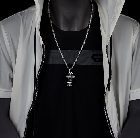 Coolsteelandbeyond Men Bike Chain Cross Prendant Necklace ، Stainless Steel ، Piker Punk in Saudi Arabia