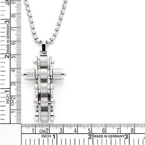 Coolsteelandbeyond Men Bike Chain Cross Prendant Necklace ، Stainless Steel ، Piker Punk in Saudi Arabia