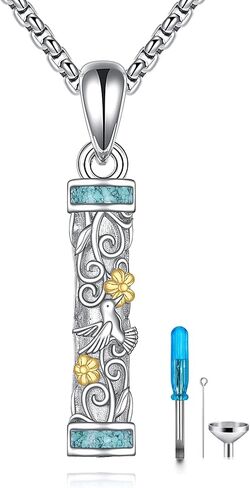 Urn Necklaces for Ashes Sterling Silver Cylinder Memorial Pendant for Loved Ones Keepsake Cremation Jewelry Gifts for Women Men in Saudi Arabia