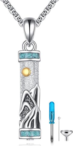 Urn Necklaces for Ashes Sterling Silver Cylinder Memorial Pendant for Loved Ones Keepsake Cremation Jewelry Gifts for Women Men in Saudi Arabia