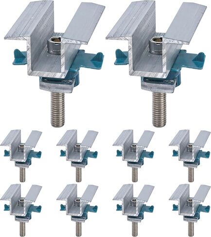 10Pcs Solar Panel Clamps for Unistrut System, Mounting Clamp Bracket, Adjustable Wide PV Photovoltaic Support Mid Mount Clips, Aluminum Secure Hardware Kit with Nut Bolt Fit Standard Roof Solar Panel in Saudi Arabia