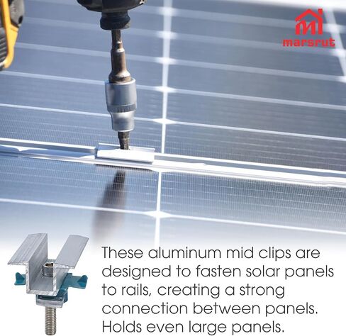 10Pcs Solar Panel Clamps for Unistrut System, Mounting Clamp Bracket, Adjustable Wide PV Photovoltaic Support Mid Mount Clips, Aluminum Secure Hardware Kit with Nut Bolt Fit Standard Roof Solar Panel in Saudi Arabia
