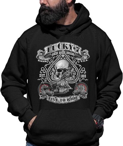 Motorcycle Live to Ride Hoodie Sweatshirt Flames Eagle USA Mens in Saudi Arabia