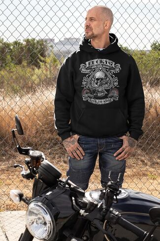 Motorcycle Live to Ride Hoodie Sweatshirt Flames Eagle USA Mens in Saudi Arabia