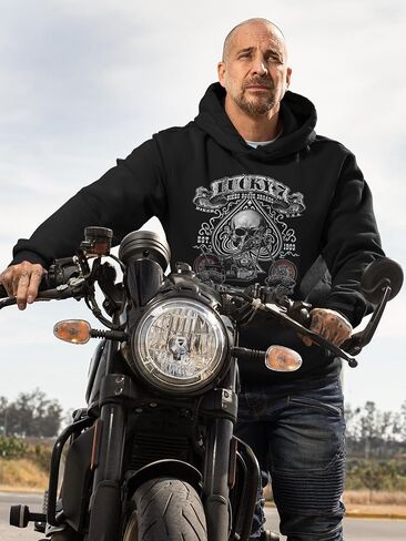 Motorcycle Live to Ride Hoodie Sweatshirt Flames Eagle USA Mens in Saudi Arabia
