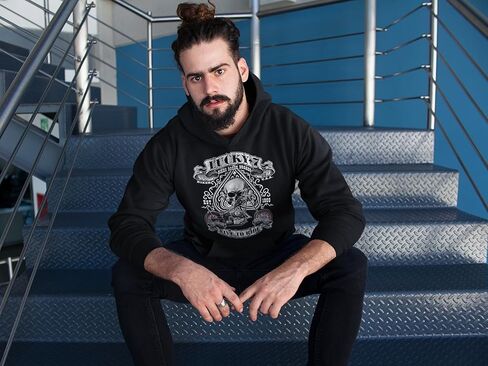 Motorcycle Live to Ride Hoodie Sweatshirt Flames Eagle USA Mens in Saudi Arabia