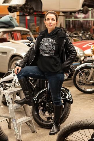 Motorcycle Live to Ride Hoodie Sweatshirt Flames Eagle USA Mens in Saudi Arabia
