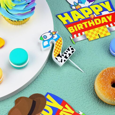 Cartoon Story Birthday Candle Blue Sky White Cloud Hat Candle Toy Theme Birthday Party Supplies (Number 2) in Kuwait