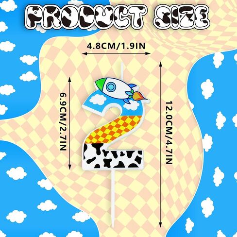 Cartoon Story Birthday Candle Blue Sky White Cloud Hat Candle Toy Theme Birthday Party Supplies (Number 2) in Kuwait