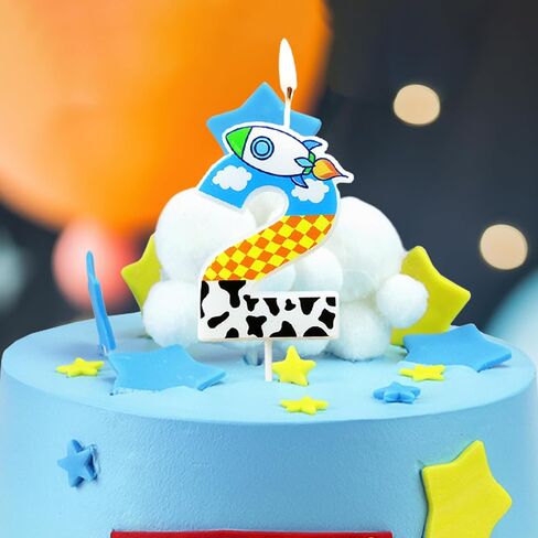 Cartoon Story Birthday Candle Blue Sky White Cloud Hat Candle Toy Theme Birthday Party Supplies (Number 2) in Kuwait
