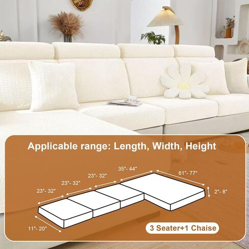 Couch Cushion Covers, Sectional Couch Covers, Stretch Couch Covers for L Shaped & Modular Seats, Pet-Friendly Furniture Protector with Stripe Design (Gentleman Gray, Small) in Saudi Arabia
