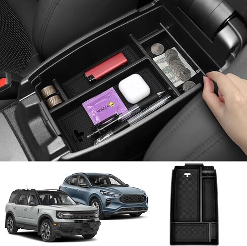 Center Console Organizer for Ford Escape 2020-2025 / Bronco Sport 2021-2025 Accessories Storage Box Armrest Secondary Insert Tray with Anti-Slip Mat in Kuwait