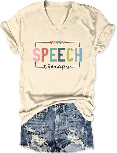 Speech Therapy Shirt Women Speech Language Pathologist Tshirt SLP T Shirt Autism Awareness T-Shirt Tops in Saudi Arabia