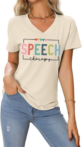 Speech Therapy Shirt Women Speech Language Pathologist Tshirt SLP T Shirt Autism Awareness T-Shirt Tops in Saudi Arabia