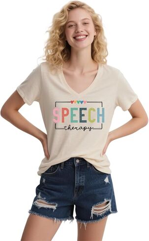 Speech Therapy Shirt Women Speech Language Pathologist Tshirt SLP T Shirt Autism Awareness T-Shirt Tops in Saudi Arabia