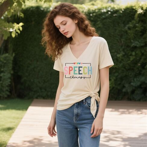 Speech Therapy Shirt Women Speech Language Pathologist Tshirt SLP T Shirt Autism Awareness T-Shirt Tops in Saudi Arabia
