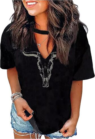 Women's Vintage Rock Band T-Shirt/Free Bird Eagle Graphic Tees/Country Concert Music Short Sleeve Shirts Tops in Saudi Arabia