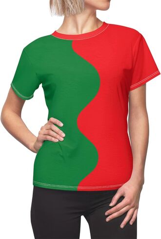 Womens Half Red and Half Green Curvy Shirt in Saudi Arabia