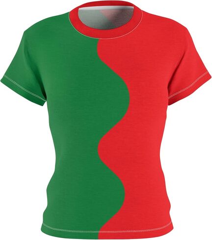 Womens Half Red and Half Green Curvy Shirt in Saudi Arabia