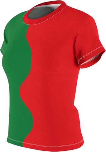Womens Half Red and Half Green Curvy Shirt in Saudi Arabia