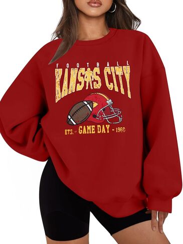 MAXIMGR Football Sweatshirt Women Game Day Sweatshirts Football Team Fans Pullover Shirt Sunday Funday Long Sleeve Tops in Saudi Arabia