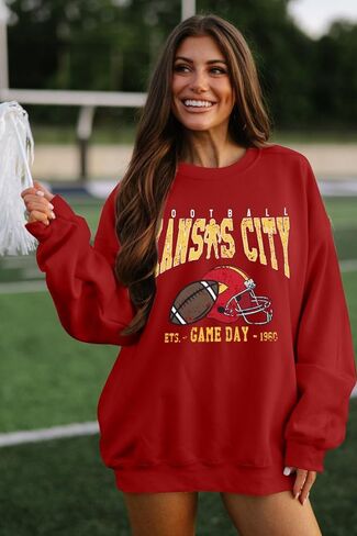 MAXIMGR Football Sweatshirt Women Game Day Sweatshirts Football Team Fans Pullover Shirt Sunday Funday Long Sleeve Tops in Saudi Arabia