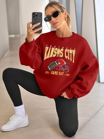 MAXIMGR Football Sweatshirt Women Game Day Sweatshirts Football Team Fans Pullover Shirt Sunday Funday Long Sleeve Tops in Saudi Arabia