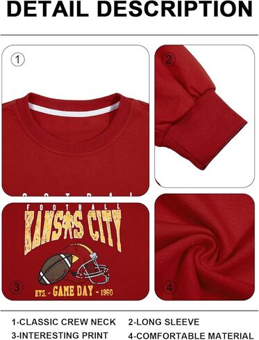 MAXIMGR Football Sweatshirt Women Game Day Sweatshirts Football Team Fans Pullover Shirt Sunday Funday Long Sleeve Tops in Saudi Arabia