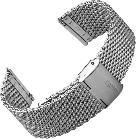 Classic Mesh Watch Strap, Polished or Satin Brushed Finish, 18-22mm. Men's Replacement Stainless Steel Band. Quick Release Spring Bars for Easy Changes in Saudi Arabia
