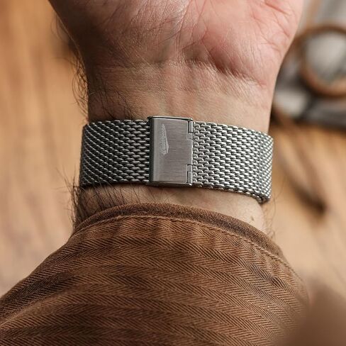 Classic Mesh Watch Strap, Polished or Satin Brushed Finish, 18-22mm. Men's Replacement Stainless Steel Band. Quick Release Spring Bars for Easy Changes in Saudi Arabia